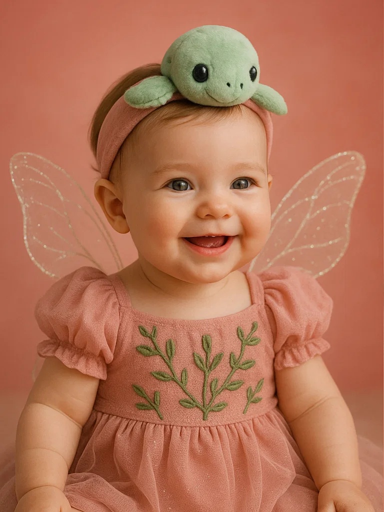 Charming Turtle Baby Headband with Sweet Smile