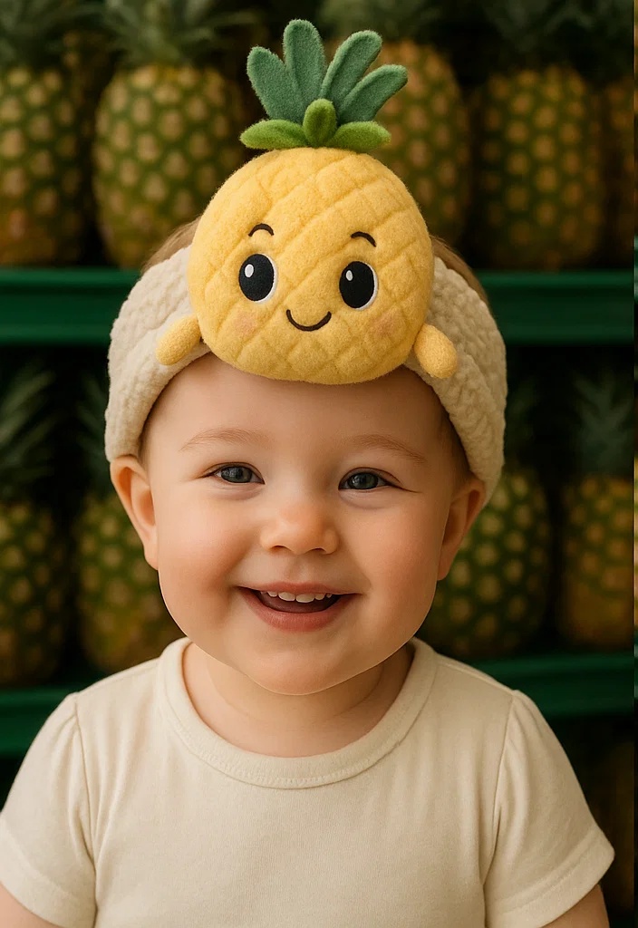 Adorable Baby Headband with Pineapple Cartoon Design