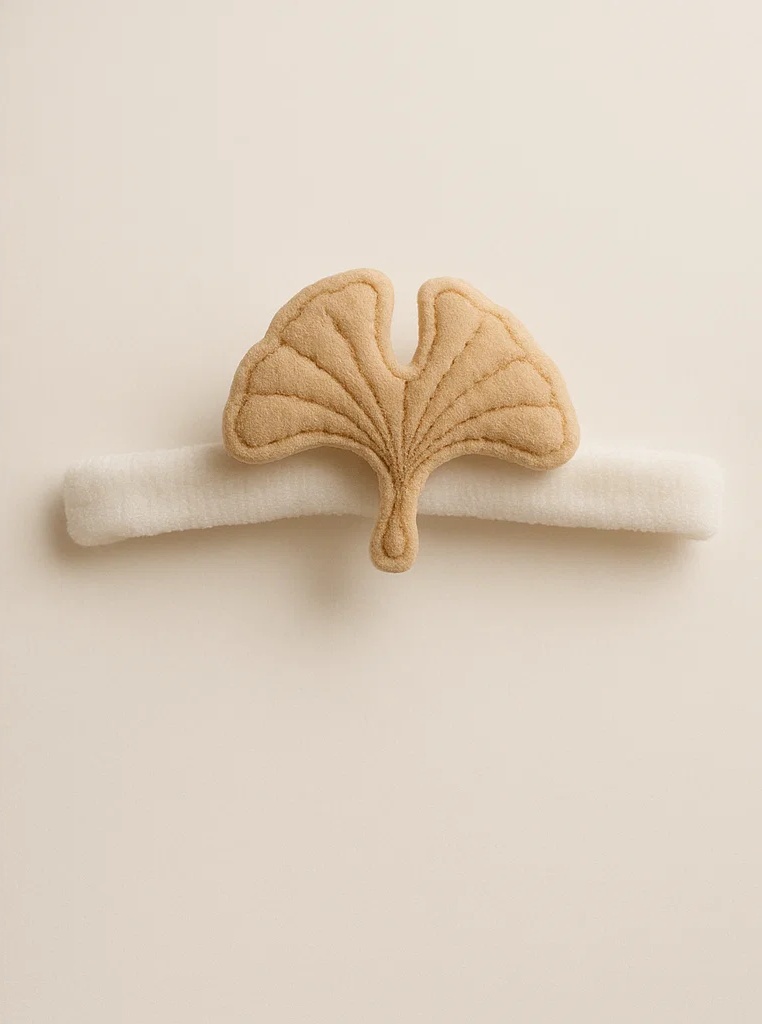 B2B Beige Ginkgo Leaf Baby Headband – Soft Nature Hair Accessory