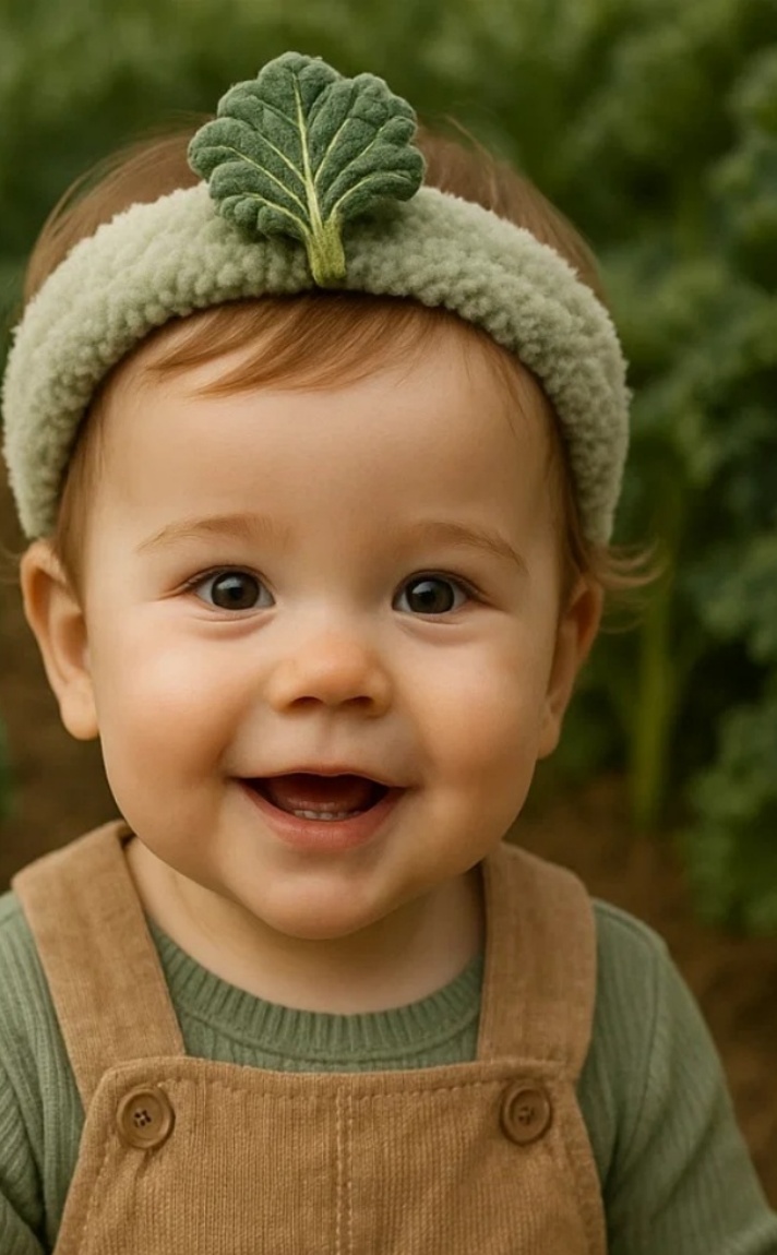 Cozy Baby Headbands with Green Leaf for Organic-Themed Product Lines