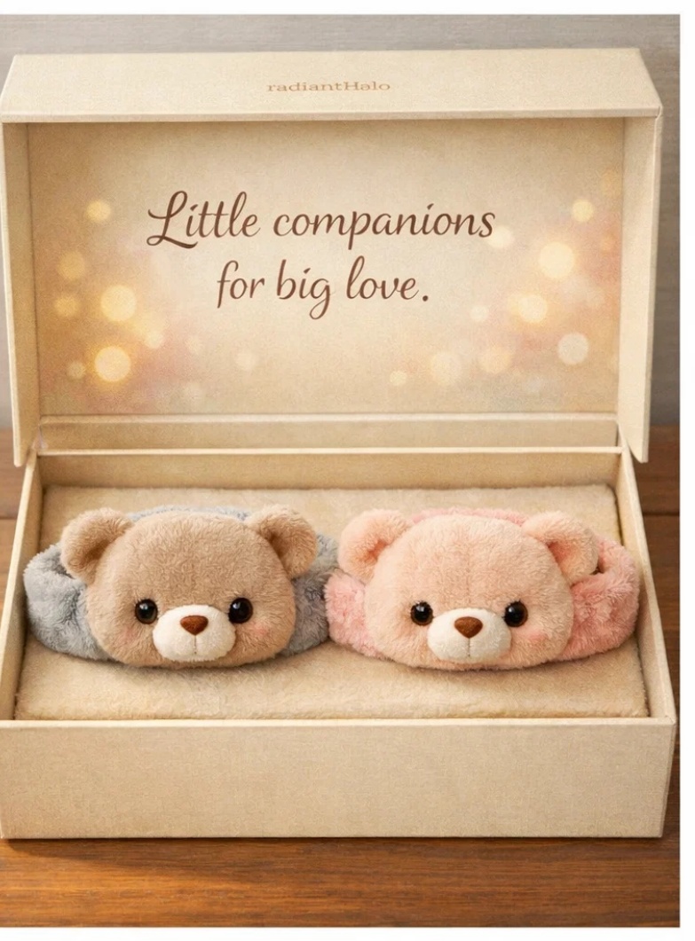 Plush Bear Baby Headband – Blue | Newborn Photography Prop