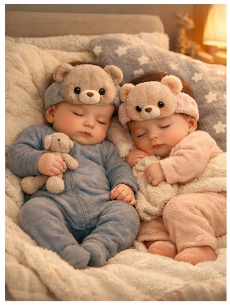 Plush Bear Baby Headband – Blue | Newborn Photography Prop