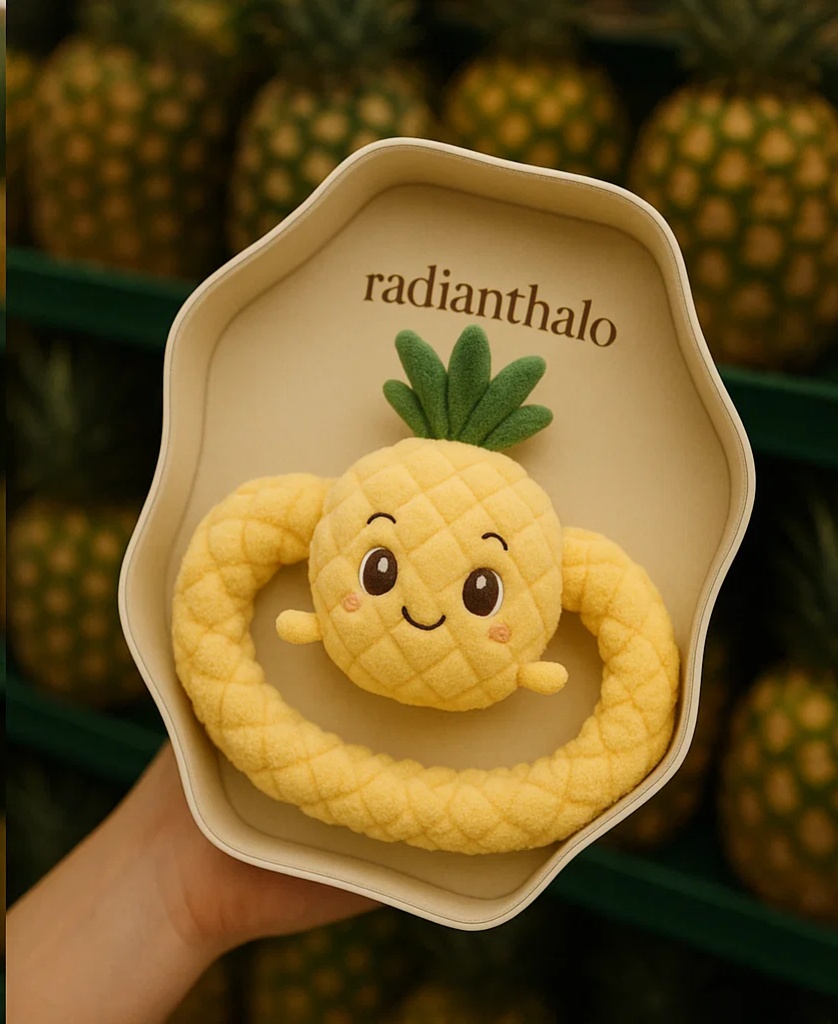 Playful Baby Headband with Pineapple and Leaf Design