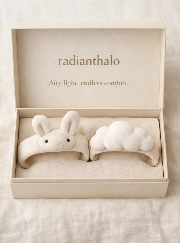 Removable Bunny & Cloud Plush Baby Headband Set in Gift Box for Boutiques, Baby Photo Props & Seasonal Retail Collections