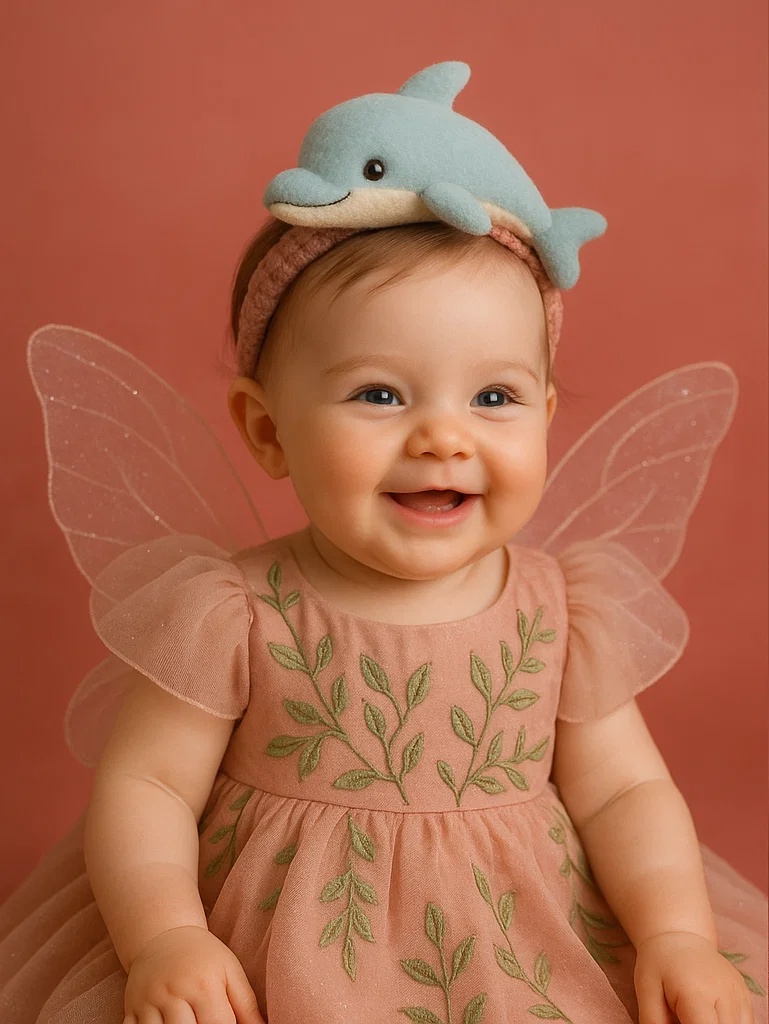 Charming Dolphin Baby Headband with Smiling Expression