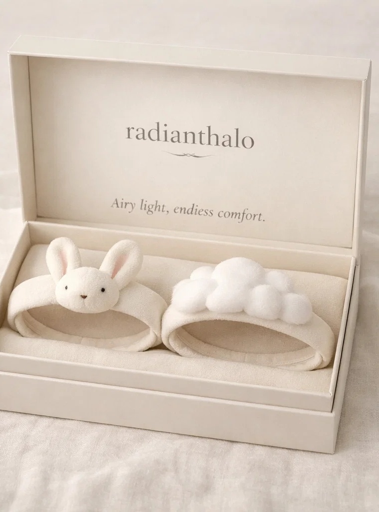 Premium Bunny & Cloud Detachable Plush Baby Headband Duo for Baby Boutiques, Gift Programs and Newborn Photography Styling