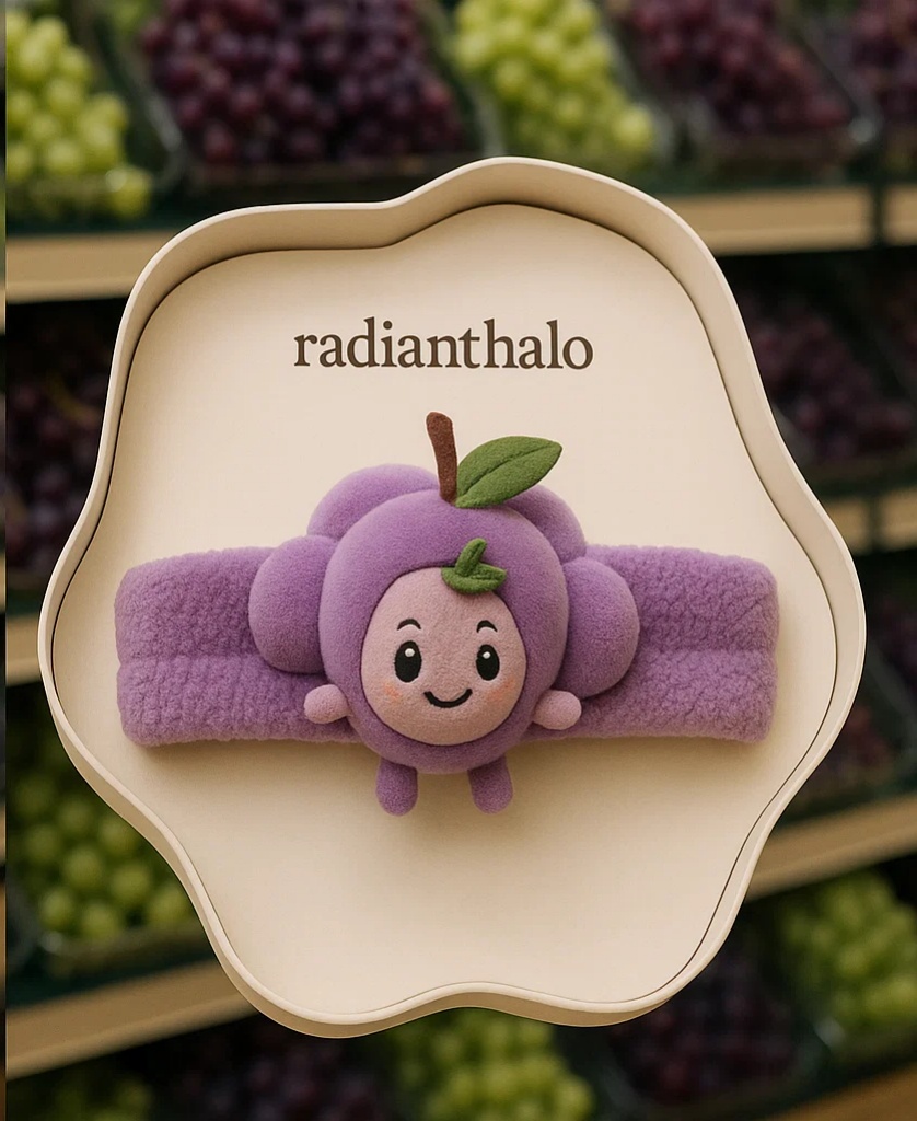 Charming Baby Headband with Cute Grapes and Cartoon Design