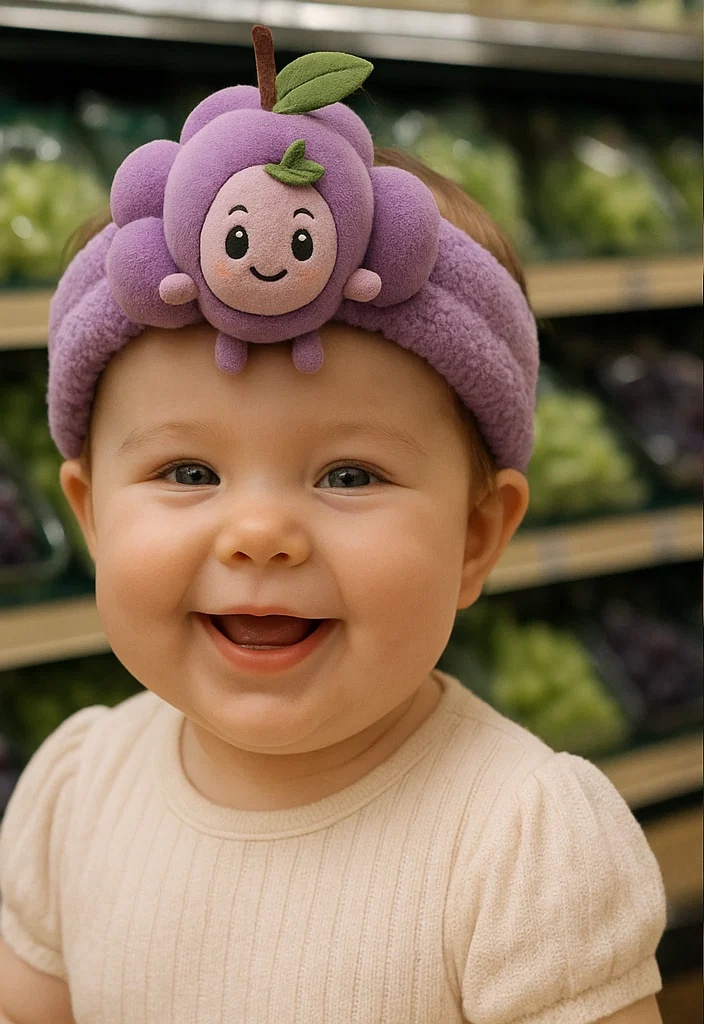 Charming Baby Headband with Cute Grapes and Cartoon Design