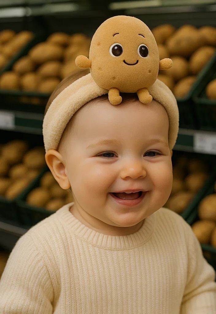 Adorable Baby Headband with Potato Cartoon Design