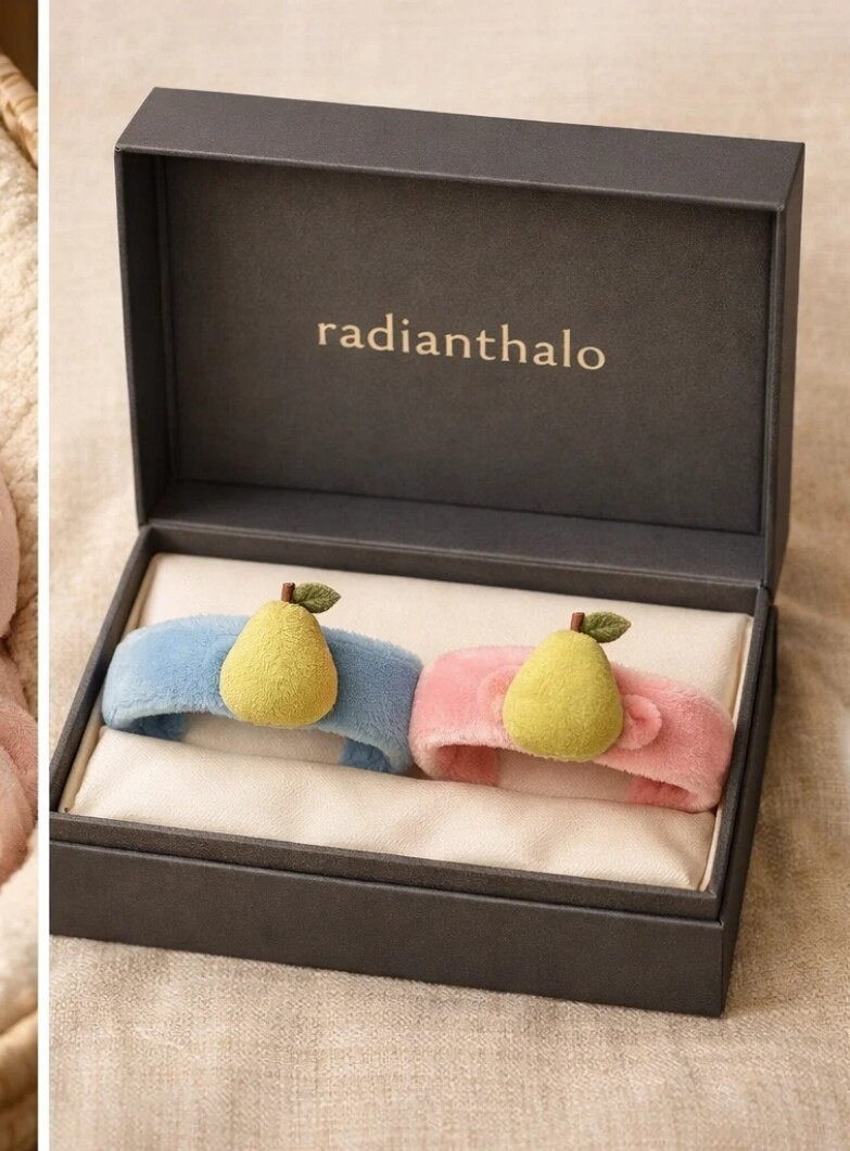 Plush Pear Baby Headband – Blue | Newborn Photography Prop
