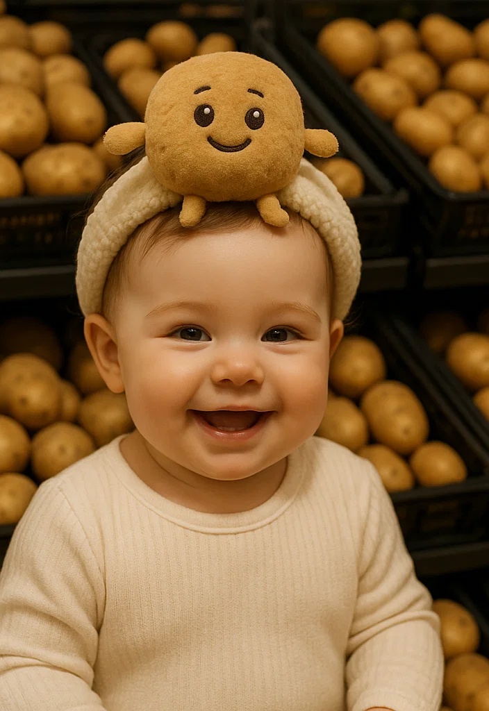 Fun Baby Headband with Potato Character Design