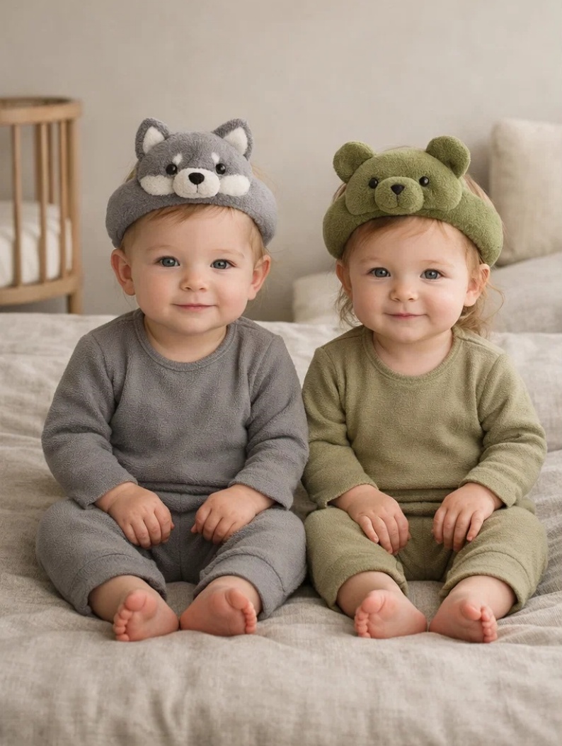 Luxury Gift Box Bunny & Cloud Plush Infant Headband Set with Removable Doll Designs for Premium Baby Stores and Photo Studios