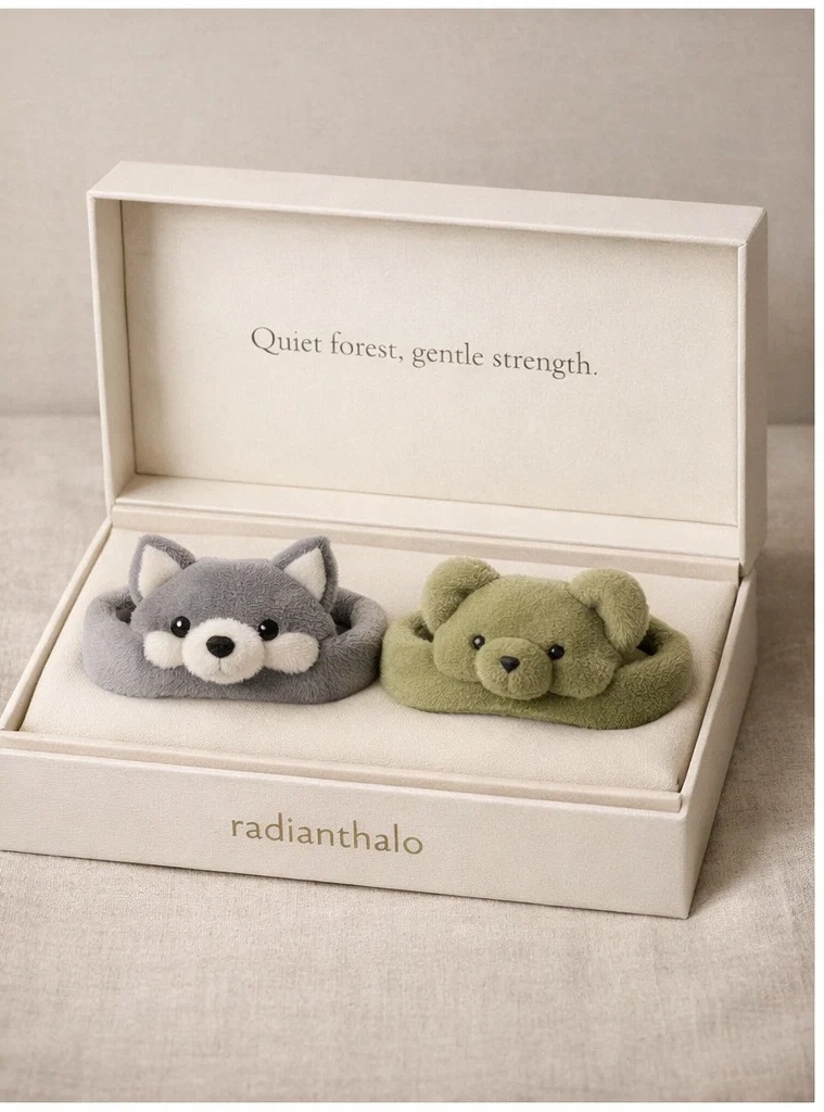 Cute Wolf and Bear Detachable Doll Baby Headbands in Premium Box for Baby Boutiques, Gift Retailers and Infant Photo Styling