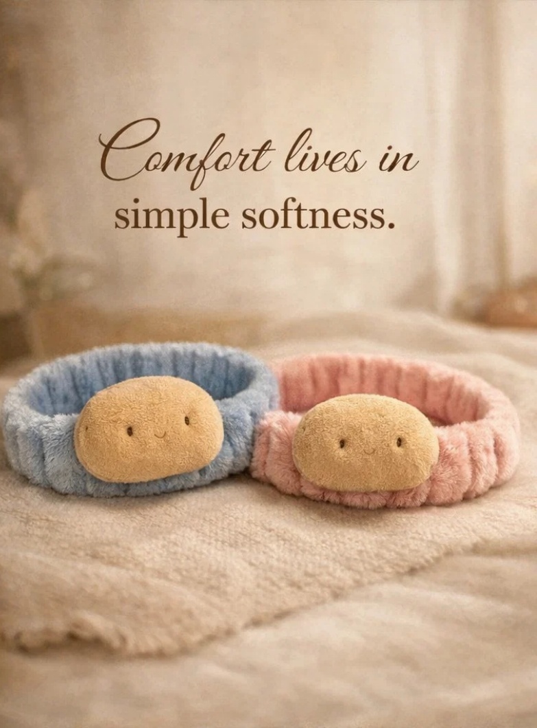 Cozy Plush Baby Headband with Cute Oval Animal Topper – Newborn Photo Prop
