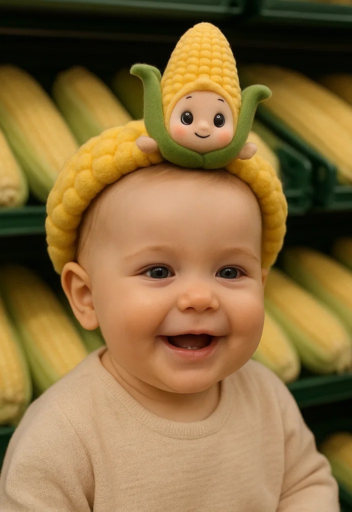Fun Baby Headband with Corn Character Design