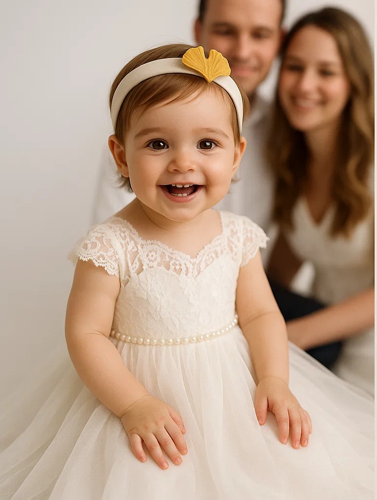 B2B Yellow Ginkgo Leaf Baby Headband – Elegant Nature Hair Accessory