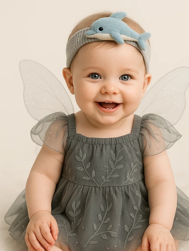 Diadema de Baleia para Bebê com Asas de Anjo - Design Adorável e Brincalhão para Crianças