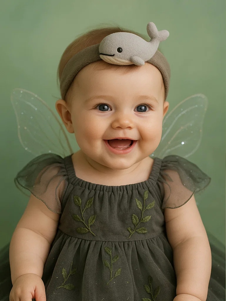 Whale Headband Baby Dress with Angel Wings - Adorable and Playful Design for Toddlers