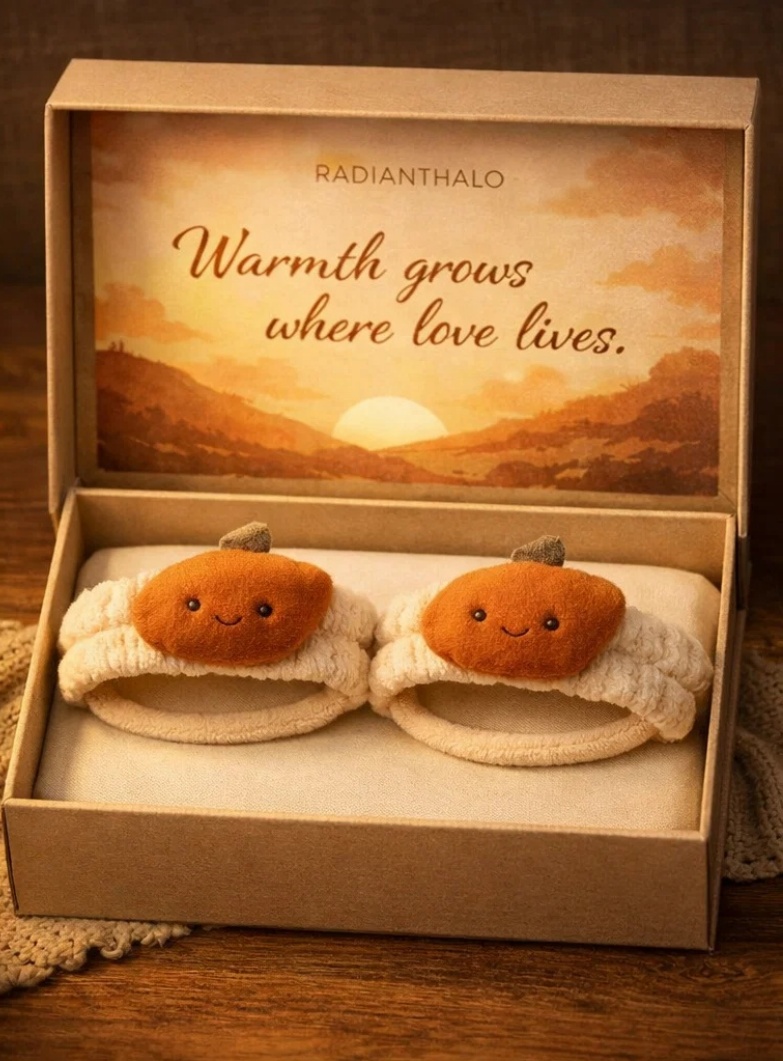 Soft Fuzzy Baby Headband with Removable Pumpkin Topper – Twin Photo Outfit Accessory