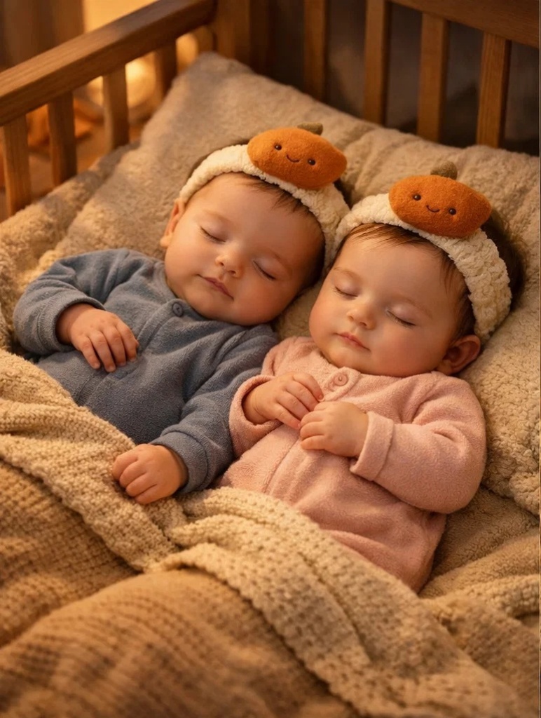 Plush Pumpkin Baby Headband – Beige | Newborn Photography Prop