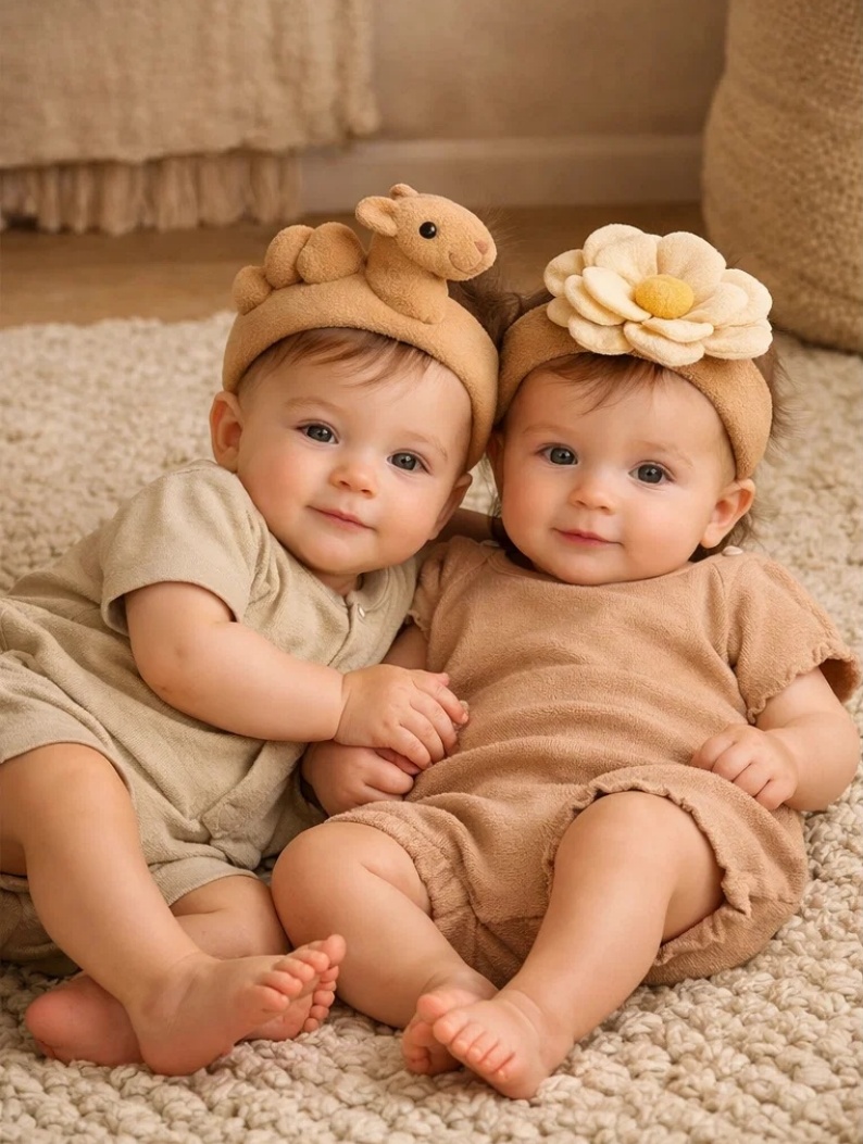 Removable Bunny and Daisy Plush Baby Headband Set for Baby Boutiques, Seasonal Gift Collections, and Photo Props