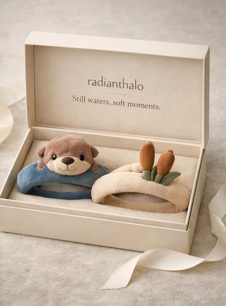 Removable Otter and Cattail Plush Baby Headbands for Boutique Retail and Seasonal Gift Programs