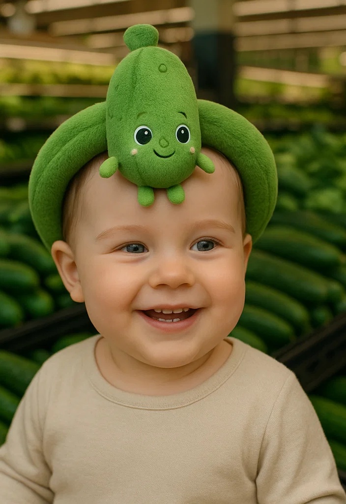 Colorful Baby Headband with Cucumber Character Design