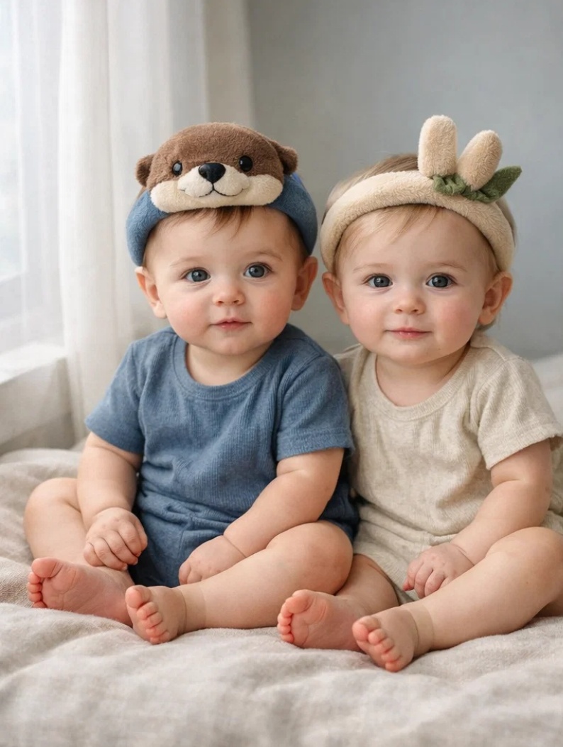 Removable Harvest Plush Baby Headband Set with Acorn and Wheat for Baby Boutiques and Seasonal Gift Programs