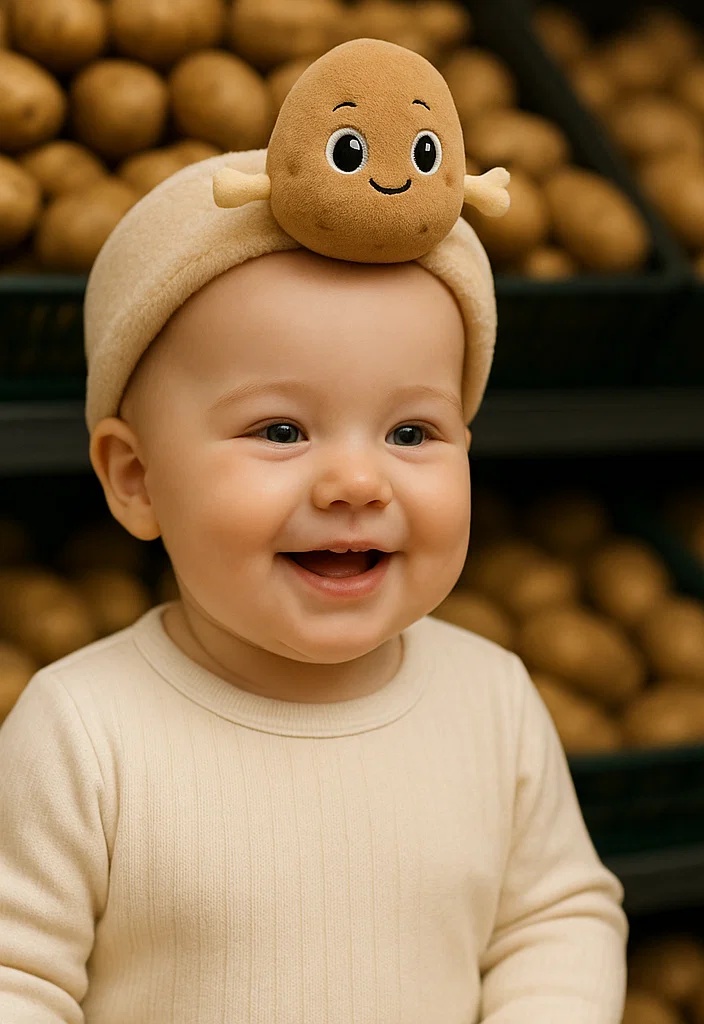 Adorable Baby Headband with Potato Character and Playful Design