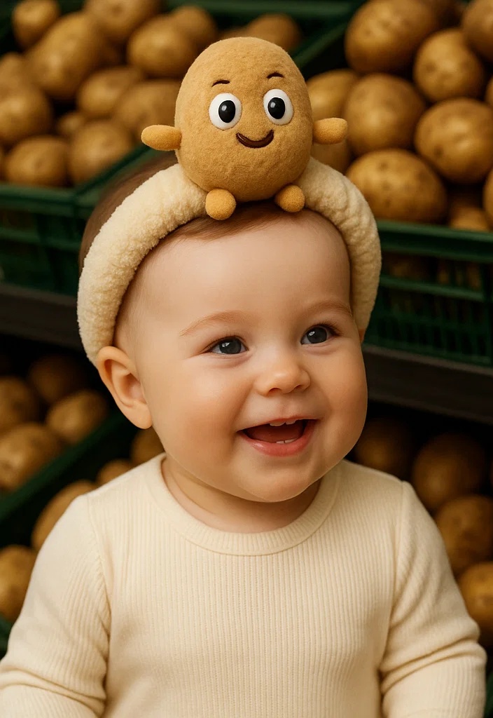 Adorable Baby Headband with Potato Character
