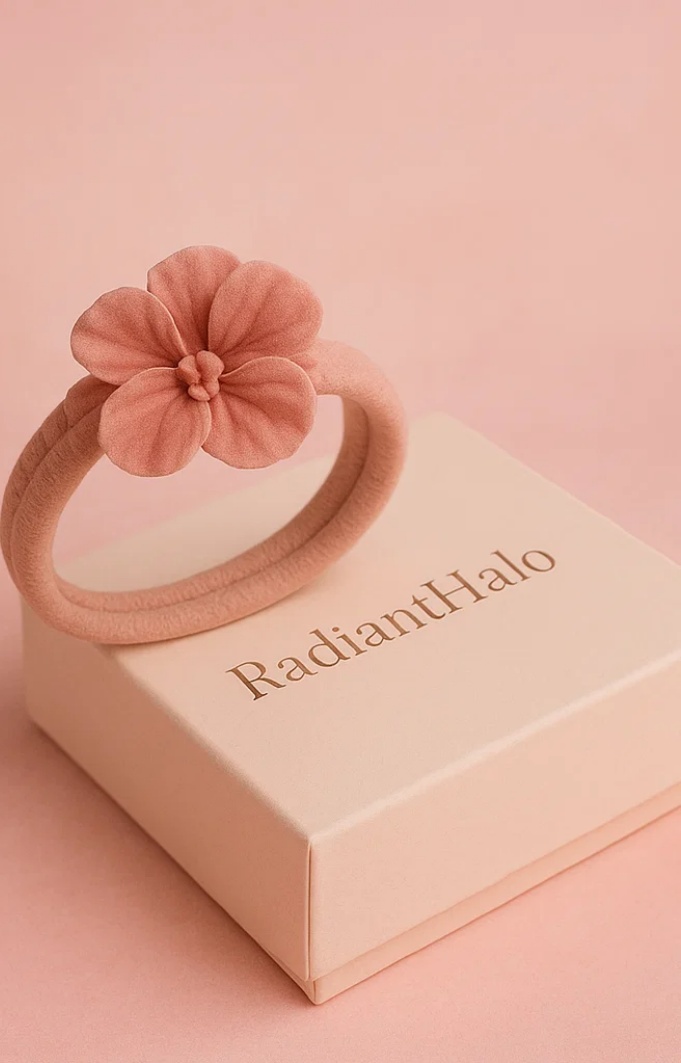 Bandeau bébé à deux fleurs – Style conte de fées rose