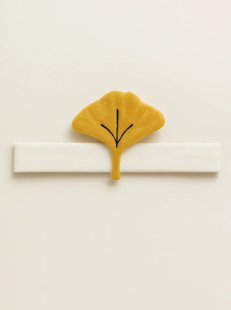 B2B Embroidered Ginkgo Leaf Baby Headband – Unique Nature Hair Accessory
