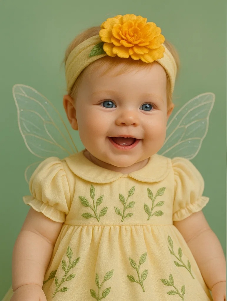 Yellow Flower Fairy Baby Headband – Soft and Elastic Floral Infant Hairband
