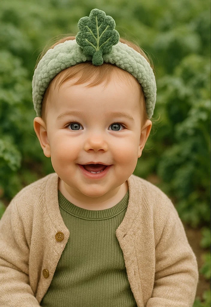 Adorable Baby Headbands with 3D Pea Pod Design for Gift Packaging