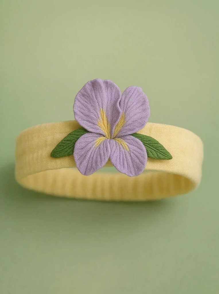 Fairy Baby Headband with Purple Flower – Soft Elastic Infant Photo Prop