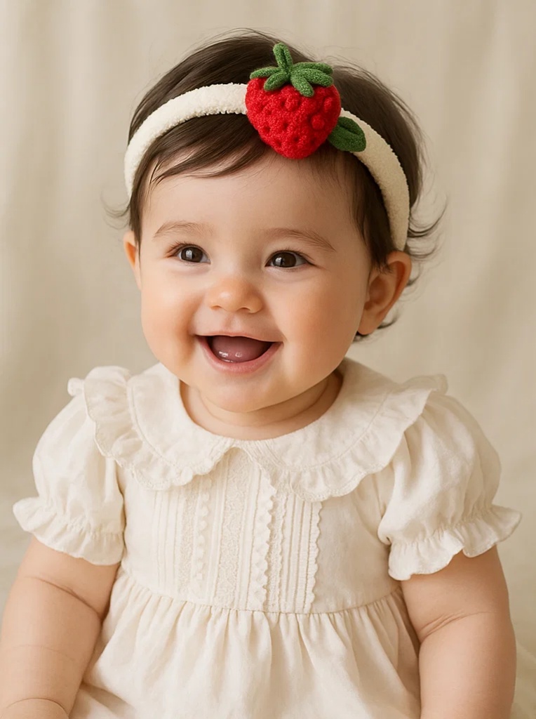 Bandeau bébé avec design de fraise pour photos