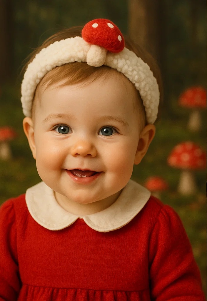 Customizable Baby Headbands with Cute Mushroom Embellishment for Photoshoots