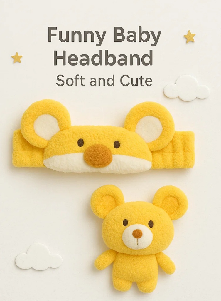 Funny Cartoon Lion Baby Headband with Stuffed Toy – Ideal for Baby Photography Props