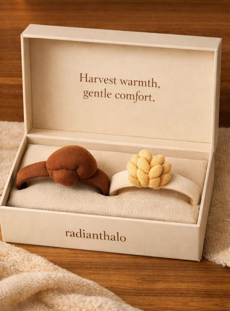 Removable Harvest Plush Baby Headband Set with Wheat and Acorn for Baby Boutiques and Seasonal Retail