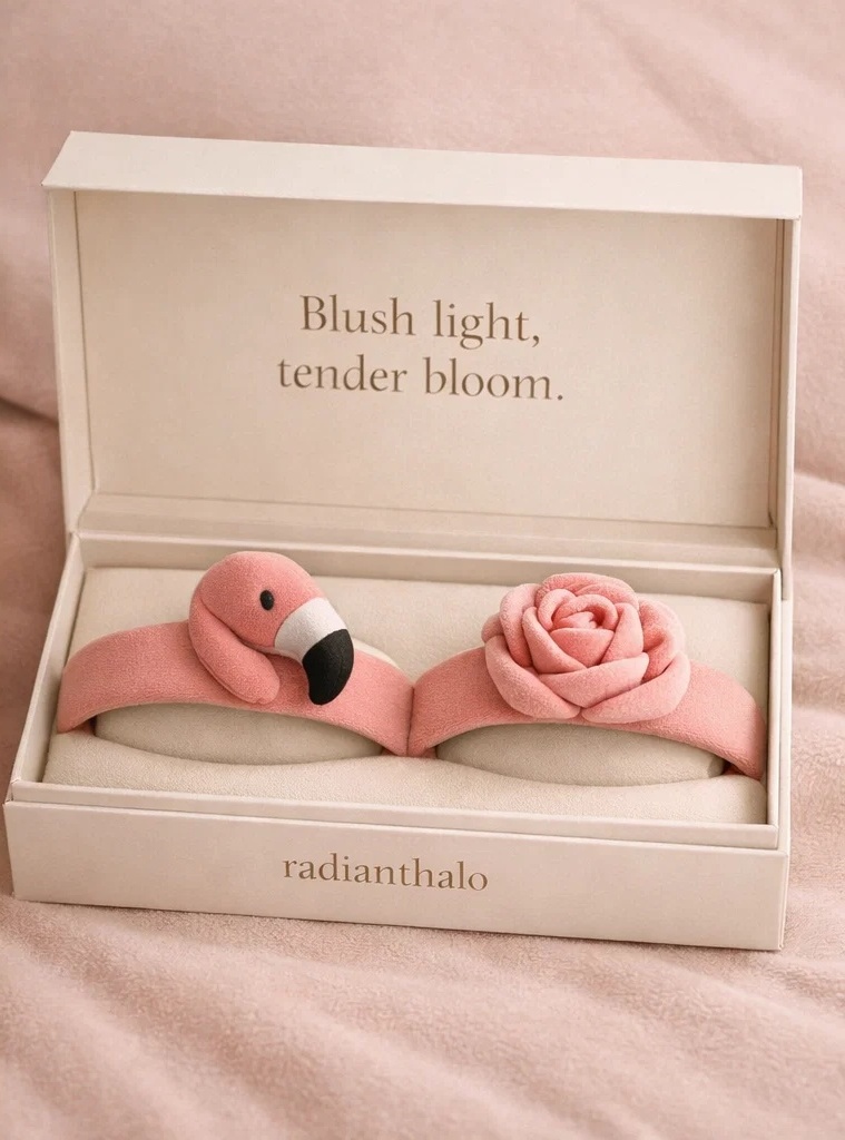 Removable Flamingo & Rose Plush Baby Headband Set for Boutique Gift Collections, Newborn Styling and Photo Props