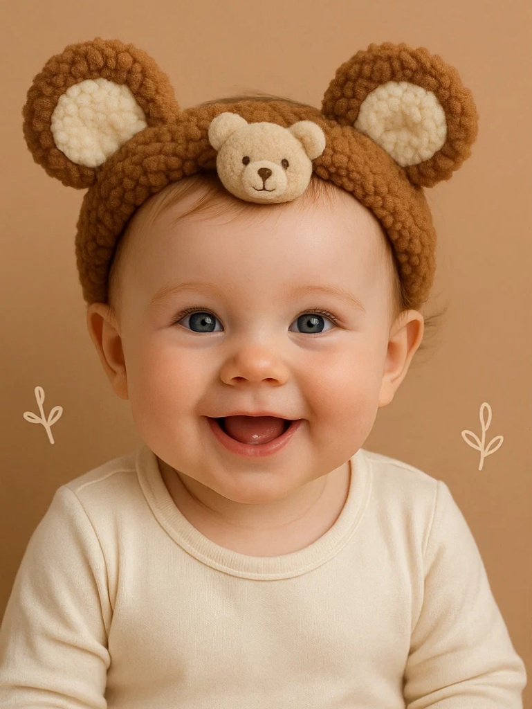 Playful Crown Baby Headband Set – Bright Colors & Character Design for Infants