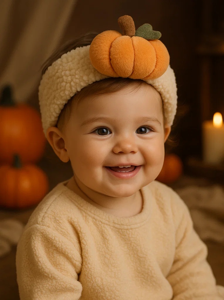 Bandeau bébé citrouille douce pour Halloween – Accessoire photo mignon et confortable