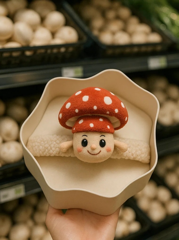 Mushroom Baby Headband with Polka Dots Design