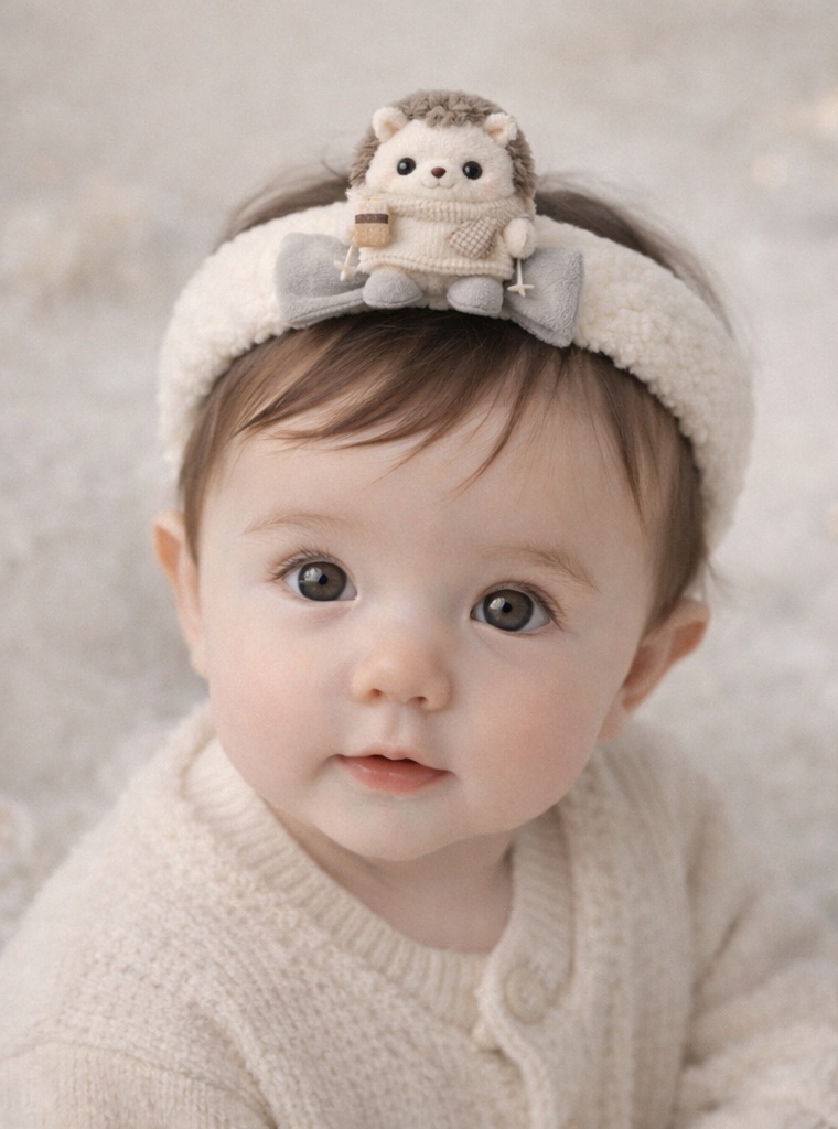 Hedgehog Baby Headband with Cozy Bow Design