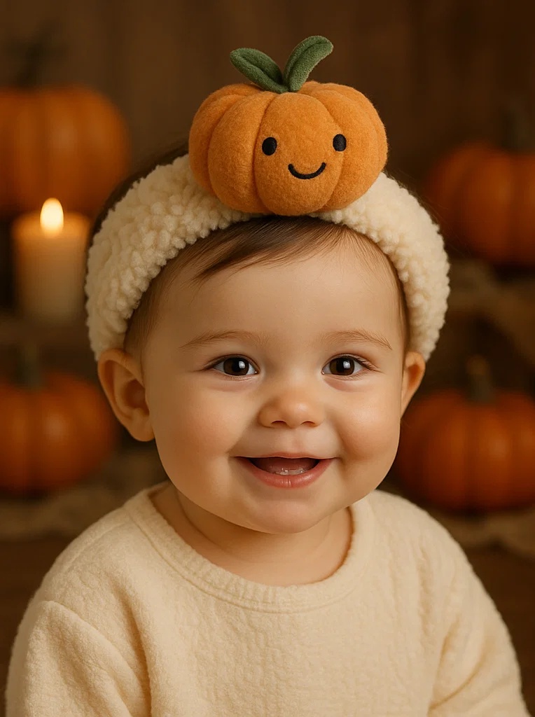 Faixa de Cabelo de Halloween para Bebê com Fantasma – Acessório Macio e Fofo para Fotos