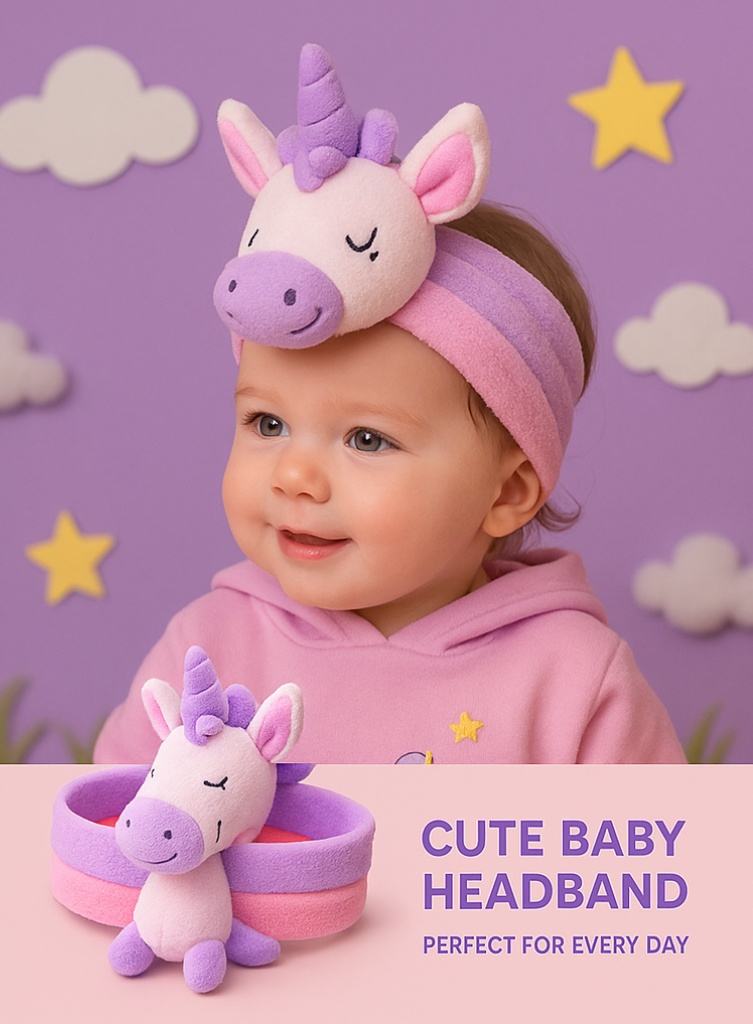 Cute Unicorn Baby Headband with Plush Toy – Perfect for Everyday Photography Use