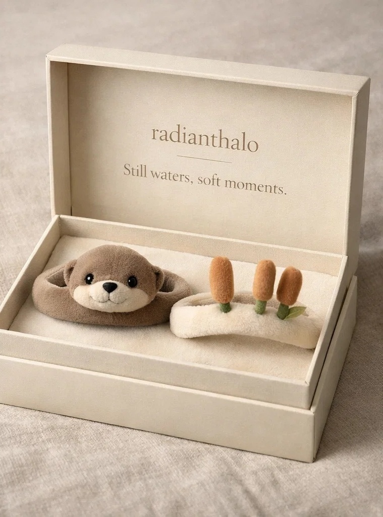 Premium Otter & Reed Detachable Plush Baby Headband Duo for Baby Boutiques, Gift Programs and Neutral Collections