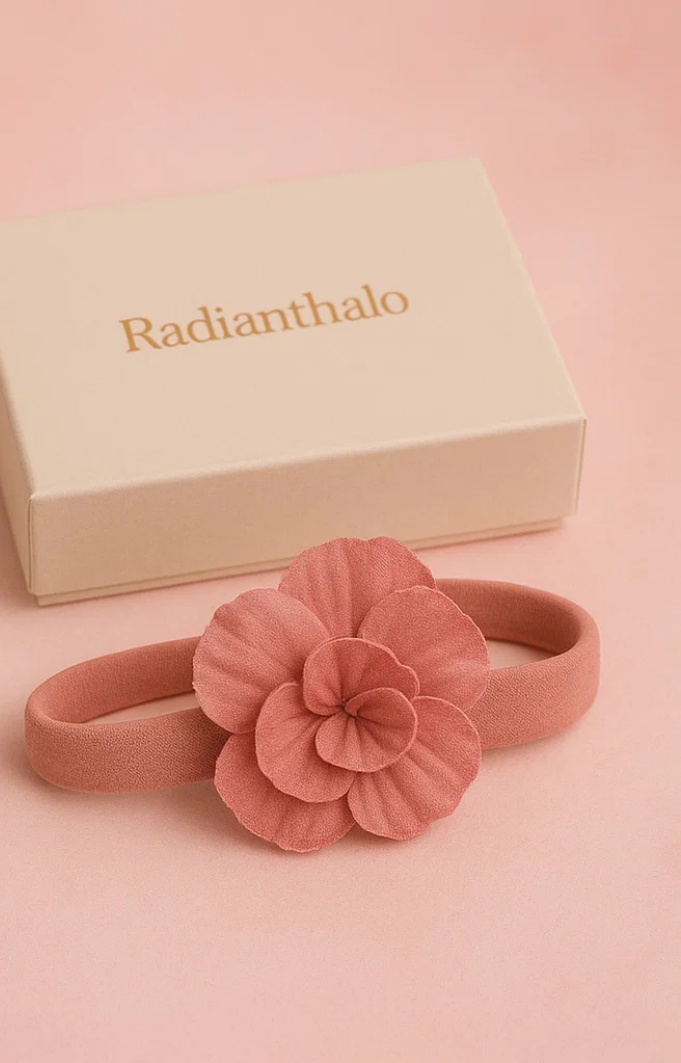 Baby-Stirnband mit zwei Blumen – Rosa Märchenstil