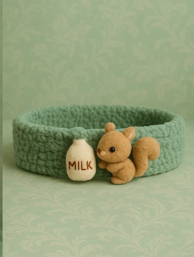 Milk Bottle Squirrel-Themed Baby Headband (Light Green)