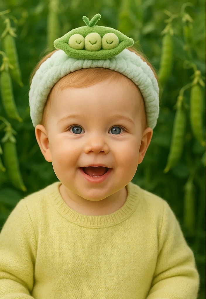 Custom Baby Headbands with Peas in a Pod Motif for Newborn Promotions